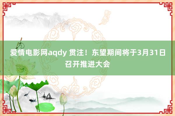 爱情电影网aqdy 贯注！东望期间将于3月31日召开推进大会